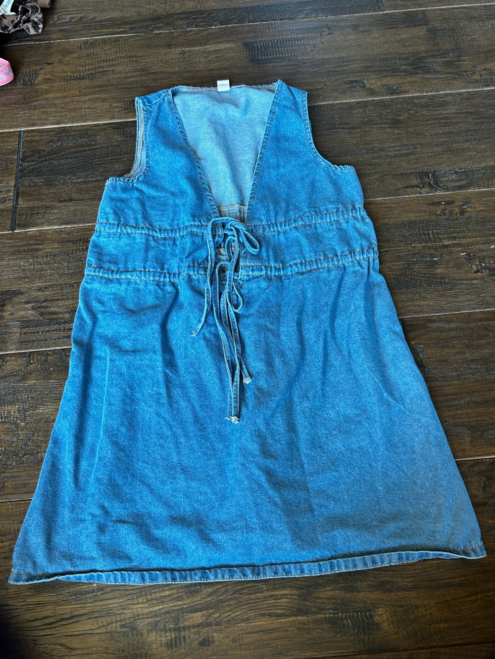 H&M Blue Denim Mini Dress with Drawstring Waist